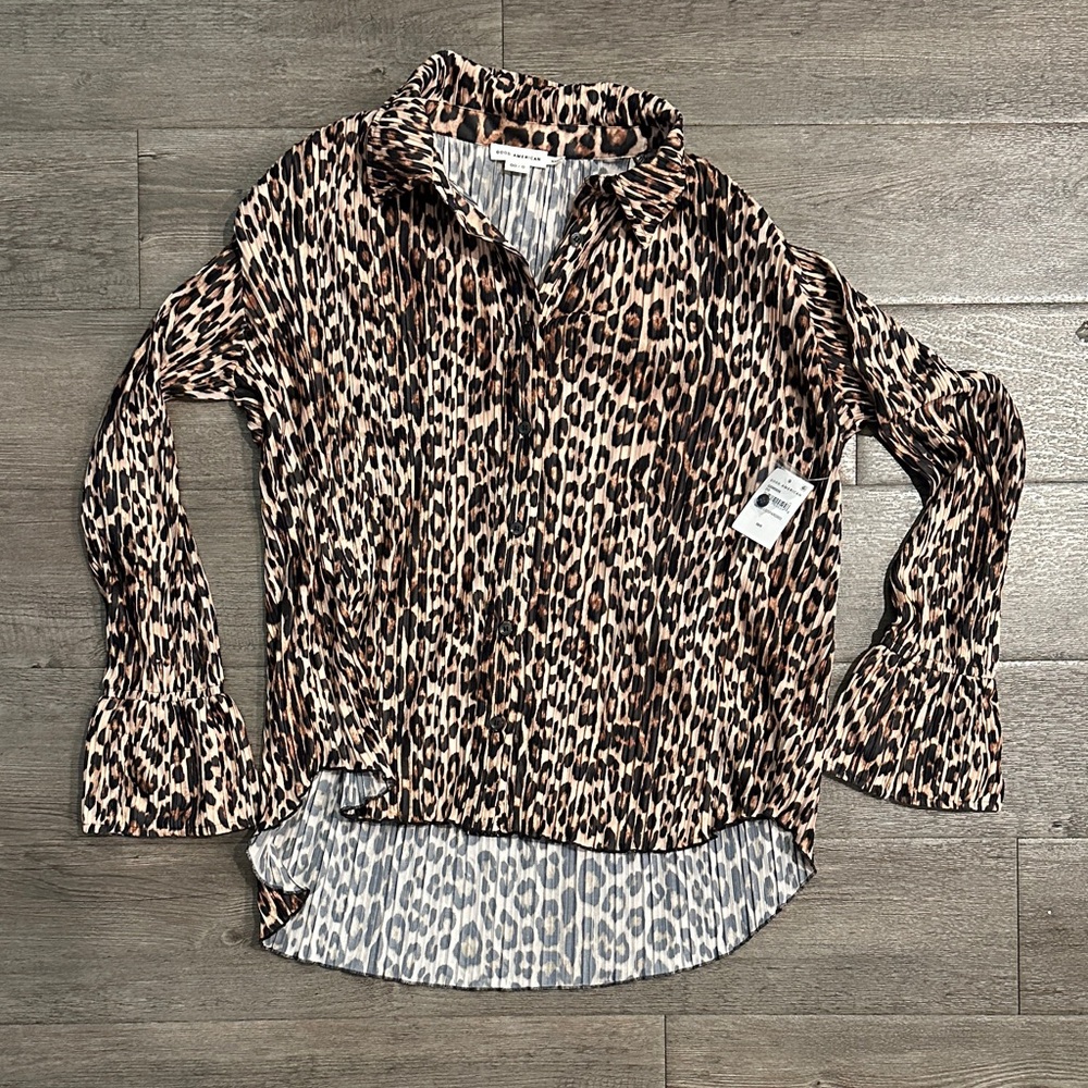 Good American Leopard Print Button Down Shirt